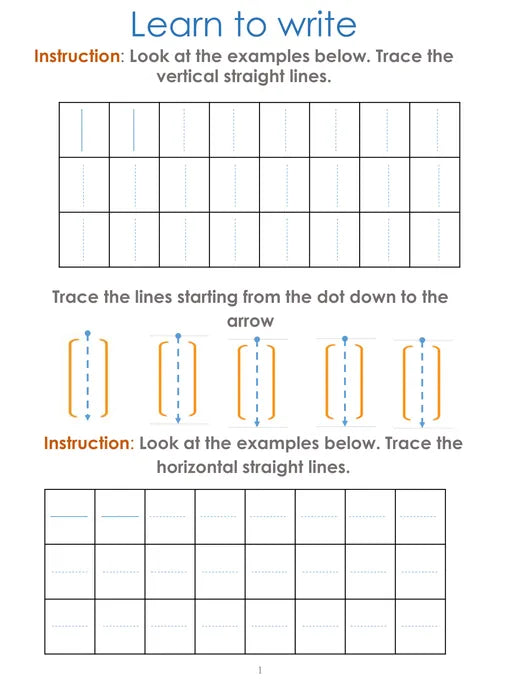 Pen-control page with dotted lines to trace