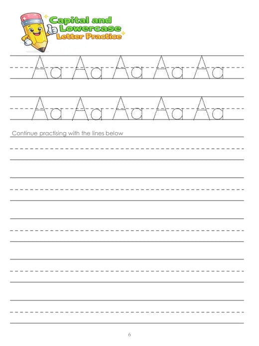 Handwriting practice lines for Aa