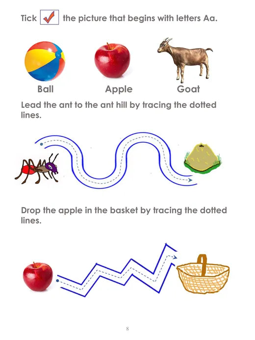Letter games: tick the picture and trace the path